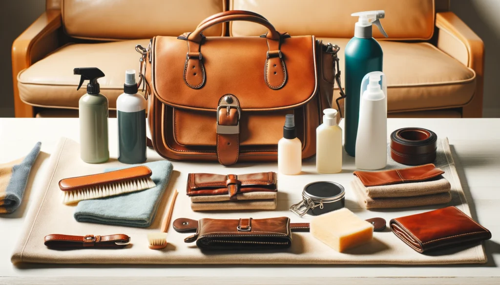 Organized workspace with leather accesories